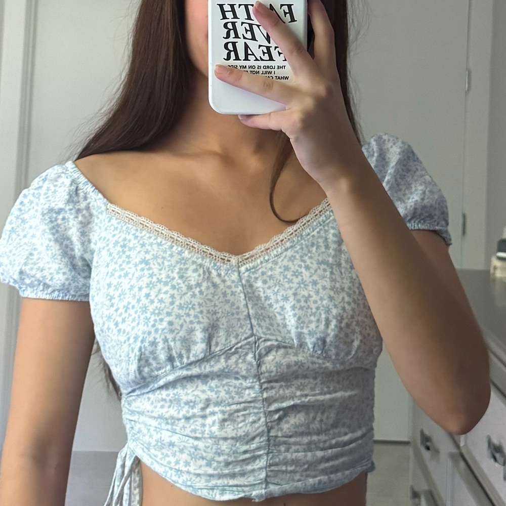 Hollister Light Blue Floral Blouse